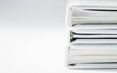 Stack of binders with blank spines